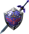Artwork of the Master Sword and Hylian Shield
