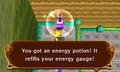 Link obtaining an Energy Potion from A Link Between Worlds