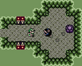 Link finding BowWow in Moblin Cave, as seen in Link's Awakening DX