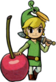 Link next to a cherry