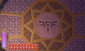 The Lorulean Royal Crest in the middle of the Lorule Castle throne room from A Link Between Worlds