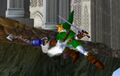 Link using the Hookshot from Super Smash Bros. Melee