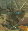A Blue Bokoblin wearing Rock Armor from Tears of the Kingdom