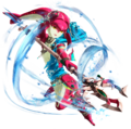 Official artwork of Mipha from Hyrule Warriors: Age of Calamity in her Champion garb