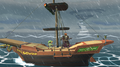 Cyclone in the distance preparing to send the Pirate Ship skyward from Super Smash Bros. Brawl