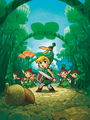 Link and Ezlo surrounded by Forest Minish in Minish Village