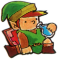 Artwork of Link drinking a Life Potion from The Legend of Zelda