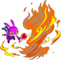 Artwork of Ravio demonstrating the Fire Rod's use from A Link Between Worlds
