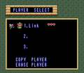 The file selection screen from A Link to the Past