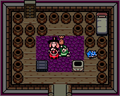 Link obtaining Magic Powder in the Witch's Hut, as seen in Link's Awakening