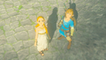 Link and Zelda leaving Hyrule Castle (Breath of the Wild)