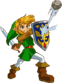 Link blocking an attack with his Shield
