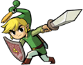Link and Ezlo in an attack pose