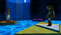Nabooru, Link, and Navi within the Chamber of the Sages from Ocarina of Time