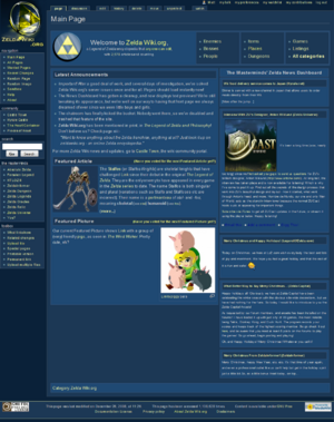 Screenshot of the Zelda Wiki.org Main Page