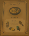 A poster in Ashai's house showing how to prepare Hearty Clam Chowder from Breath of the Wild