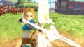 Zelda using the Bow of Light in her Era of the Wilds Robes