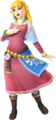 Zelda wearing the Skyloft Robes from Skyward Sword (DLC)