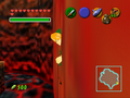 Link passing through the pseudo-False Wall in Dodongo's Cavern from Ocarina of Time