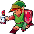 Artwork of Link holding the Red Candle from The Legend of Zelda