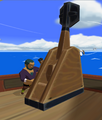 Senza tending to the cannon aboard the ship in The Wind Waker