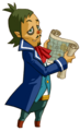 Artwork of Linebeck holding a Sea Chart from Phantom Hourglass