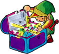 Artwork of Link opening a Chest from The Legend of Zelda