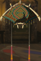 The Paraglider with the Gerudo-King Fabric equipped from Tears of the Kingdom