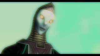 A screenshot of Zant with his head slightly cocked.