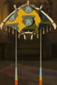 The Paraglider with the Grizzlemaw-Bear Fabric equipped from Tears of the Kingdom