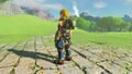 Link wearing the Salvager Headwear, Salvager Vest, and Salvager Trousers from Breath of the Wild
