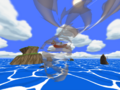 Link warping using a cyclone in The Wind Waker