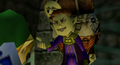The Mask Salesman with an angry expression in Majora's Mask