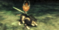 Midna wearing the Ordon Shield as a mask in Twilight Princess