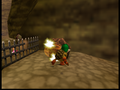 Goron Link punching a hammer-able rock from Majora's Mask