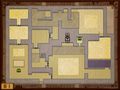 The map of the first level of the Sand Temple's basement. Treasure Chests are marked on the map