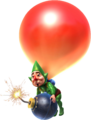 Tingle wielding the Rosy Balloon from Hyrule Warriors