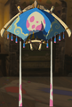 The Paraglider with the Egg Fabric equipped from Tears of the Kingdom