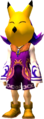 Kafei wearing the Keaton Mask and Pendant of Memories from Majora's Mask 3D