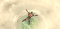 Link diving into the Faron region from the Sky in Skyward Sword HD