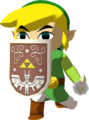 Link using the Hero's Shield from The Wind Waker