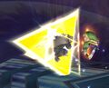 Toon Link performing the Triforce Slash from Super Smash Bros. Brawl