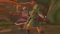 Link fighting a Stalfos in Skyward Sword