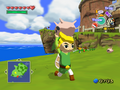 Link carrying a Pig during Piggy-Sitting from The Wind Waker