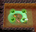 Link performing a Spin Attack to hit four Shock Switches simultaneously from Phantom Hourglass