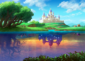 Official Artwork of Hyrule (and Lorule depicted on the water's reflection)