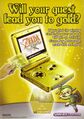 Promotional image of the Game Boy Advance SP made of gold