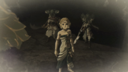 A screenshot of Princess Zelda standing alongside her fellow Sages during the Imprisoning War.