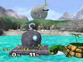 The Moon on the background of the Great Bay stage from Super Smash Bros. Melee