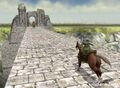 Link fighting King Bulblin on the Bridge of Eldin in Twilight Princess